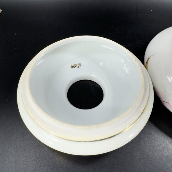 Antique Nippon Hand Painted Dresser Jar Container Hair Holder Textured Canister - Picture 16 of 16